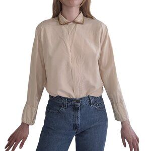50s VTG Hadley Long Sleeve Button-Up Lightweight Silk Blouse women's small